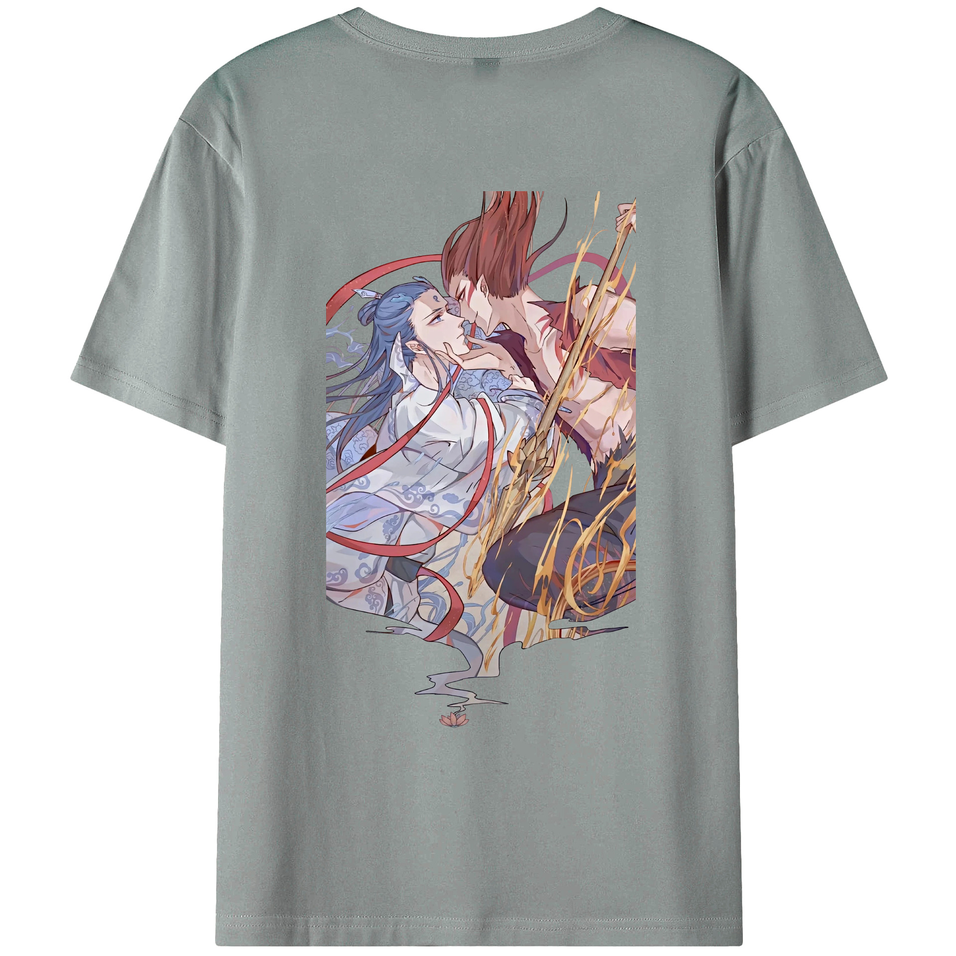 （画像用） Ne Zha 2 ナタ 魔童の大暴れ 綿100％ メンズ半袖Tシャツ（バックプリント） 通気性
